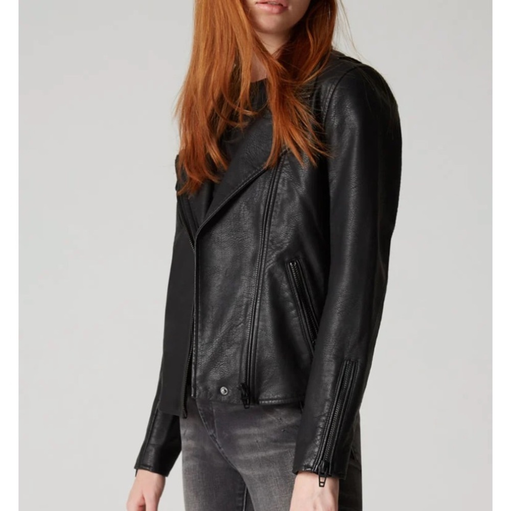 Blank NYC Onyx Jacket Faux Leather Black with Matte Black Trim Size XS